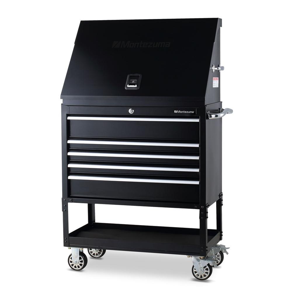 Montezuma 36 x 17 Steel Triangle Tool Box And 36 5-Drawer Utility Cart Combo
