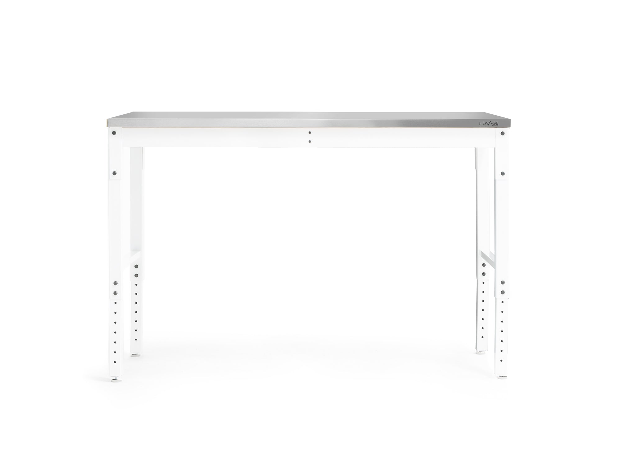 Newage Products Pro 3.0 Series 56 Adjustable Workbench, White / Stainless Steel Worktop