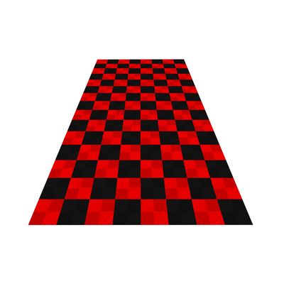 Swisstrax 1-Car Garage Bundle In Ribtrax Pro Tiles (Checkered - Black, Red)