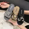 Aphixta Bling Schmetterling Hausschuhe Frau Schuhe Für Sommer Outdoor Luxus Rutschen Gold Pailletten