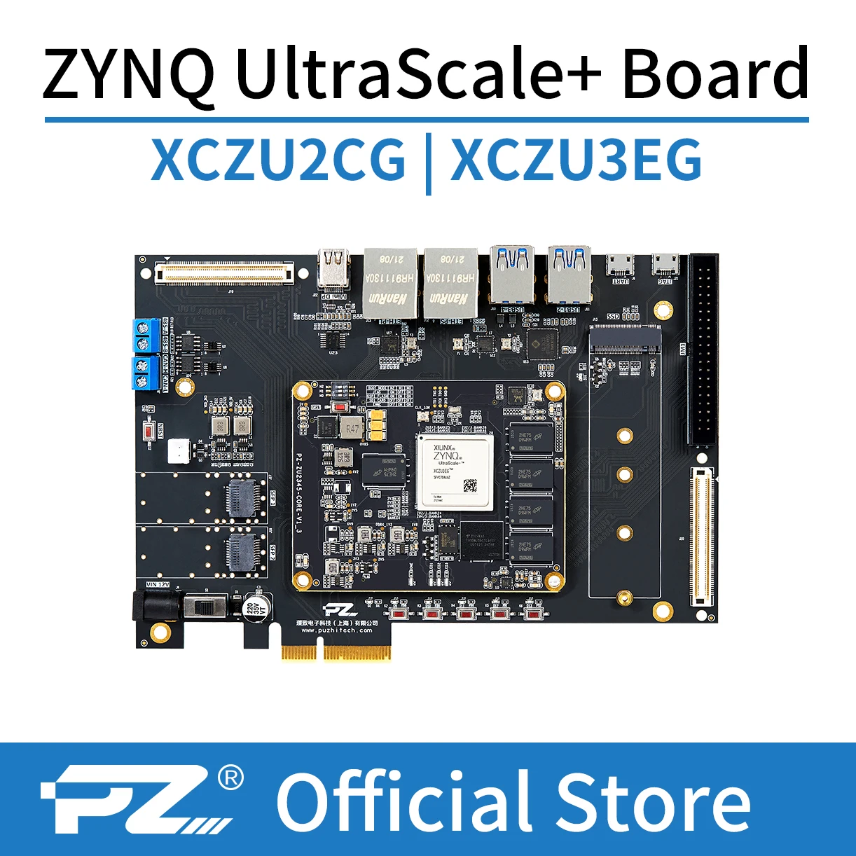 PUZHI ZU2CG ZU3EG-Karte: Xilinx ZYNQ UltraScale XCZU2CG XCZU3EG FPGA-Entwicklungsboard USB3.0 DP PCIe 3.0 Image
