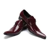 Britischen Stil Weinrot Echt Leder Männer Schuhe Schnalle Business Formale Oxford Schuhe Mode Mann Party Kleid Schuhe Große Größe