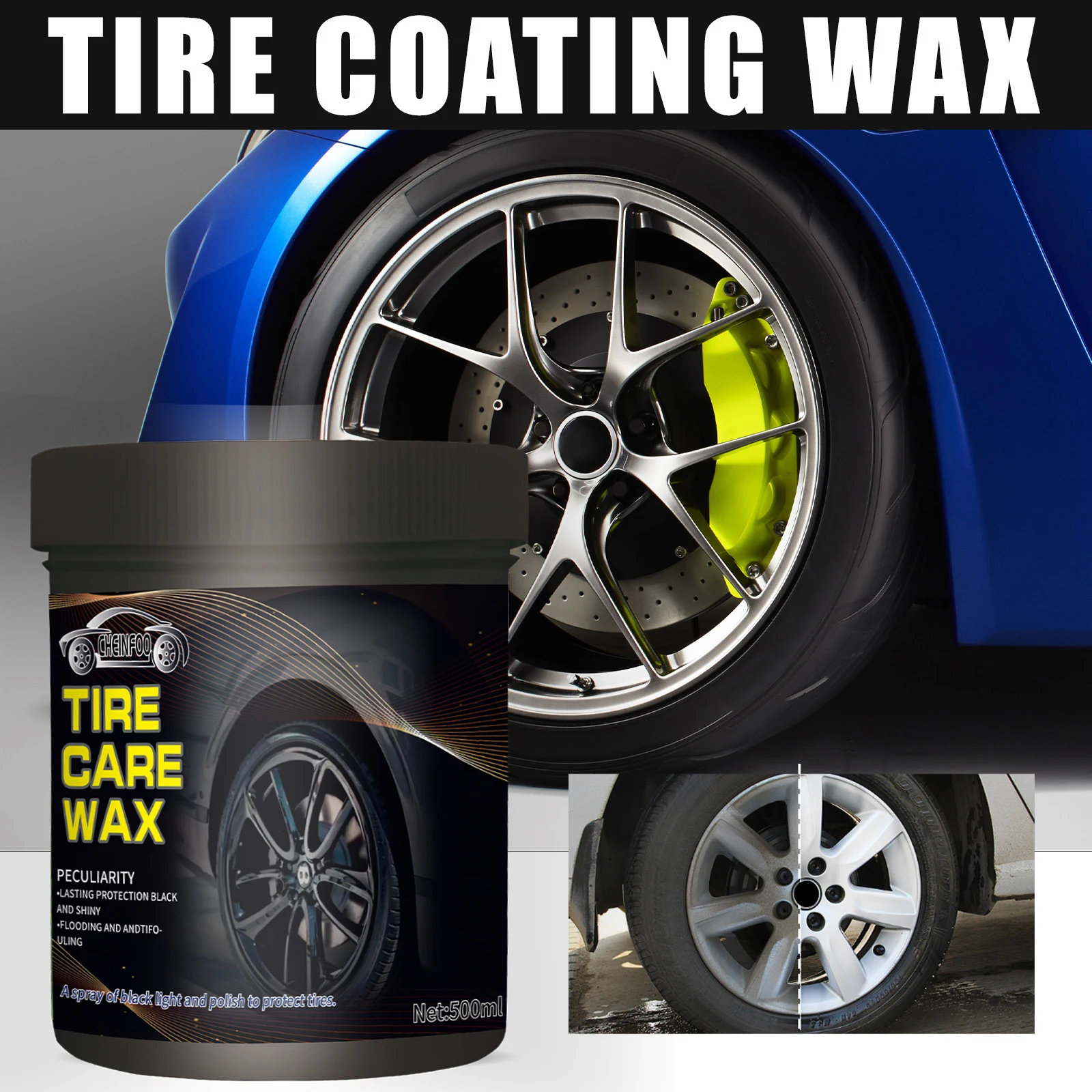 150 g Polierwachs für den Innenraum des Autos, Reparaturpflegeset für den Innenraum des Autos, schwarzes Reifenglanzwachs, Runderneuerungspaste aus Kunststoff/Kunstleder Image