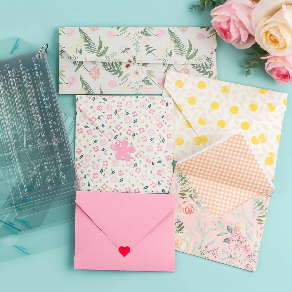 17 teile/satz Umschlag Reißen Guide, Multi, Umschläge Versand Grußkarten Weiß Presse Dichtung Umschlag Maker Umschlag Reißen Umschläge Image