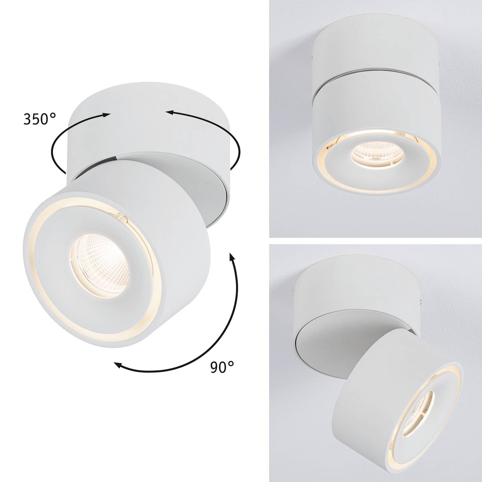 Paulmann Spircle LED-Aufbaustrahler weiß matt, weiß / opal, für Wohn- / Esszimmer, Aluminium, Modern, LED Deckenlampe