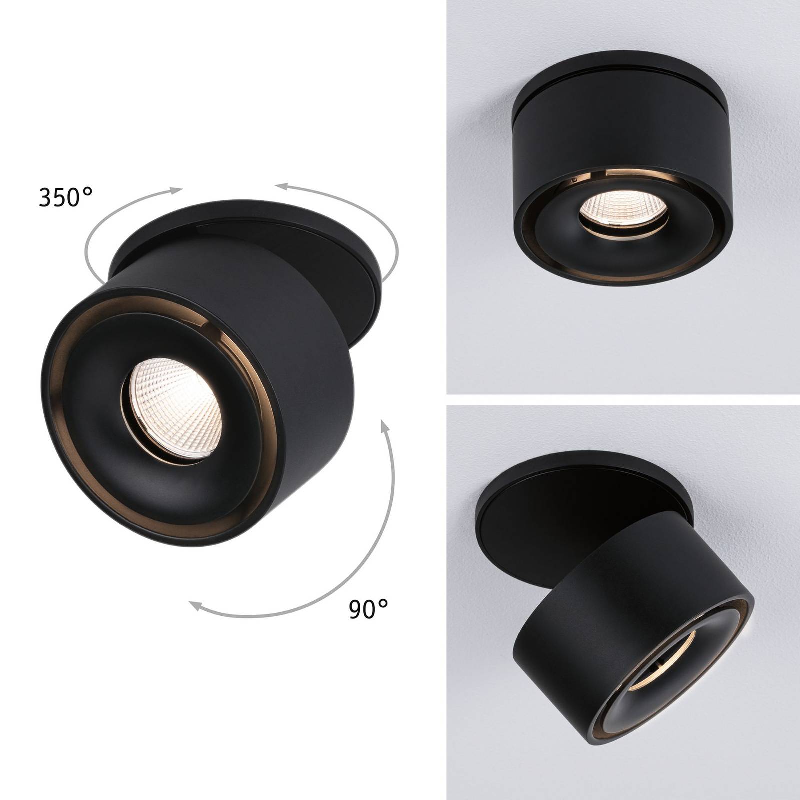 Paulmann Spircle LED-Einbauleuchte schwarz matt, schwarz, für Wohn- / Esszimmer, Aluminium, Modern