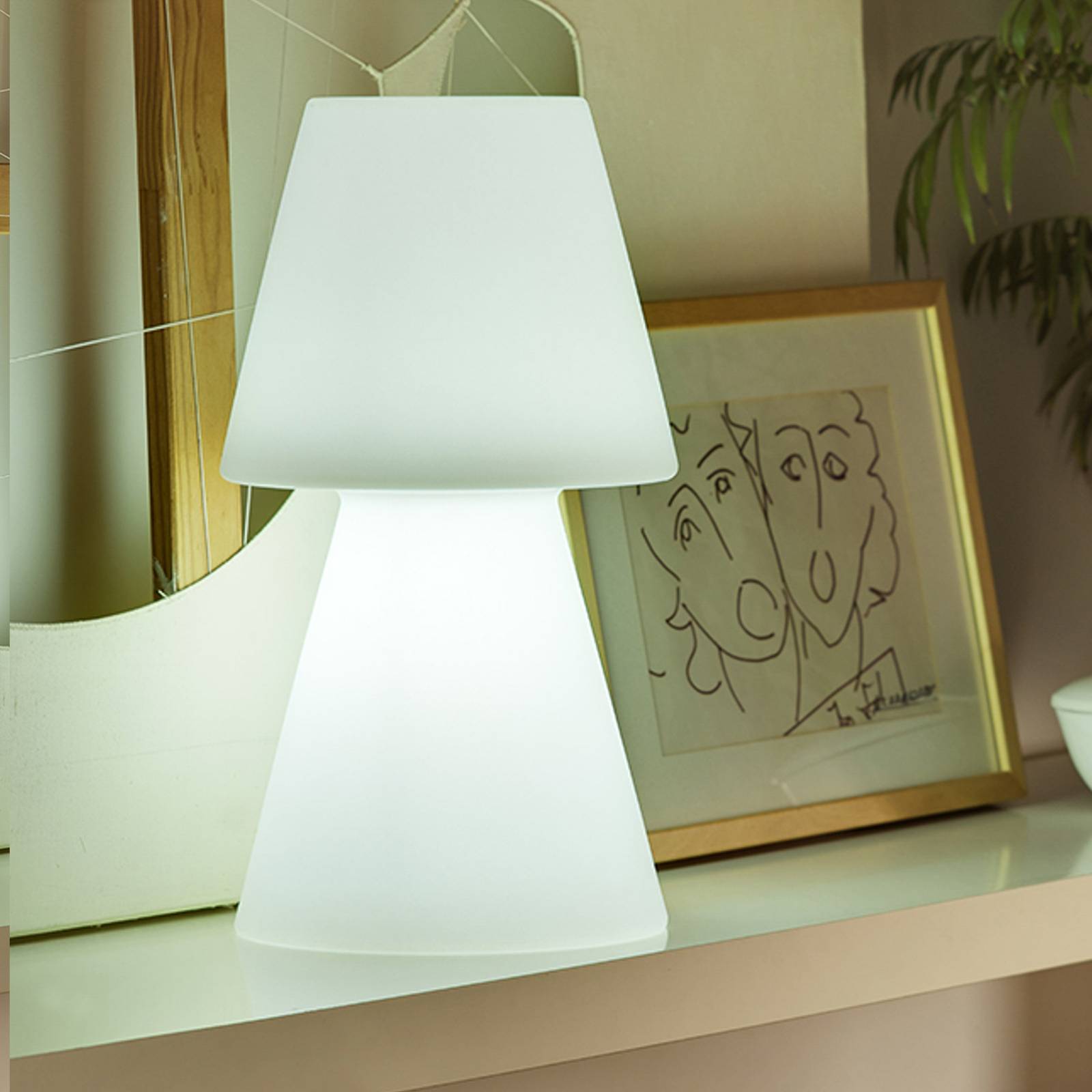 Newgarden Lola LED-Tischleuchte, Akku, RGBW, 45 cm Lola, dimmbar, weiß / opal, Kunststoff