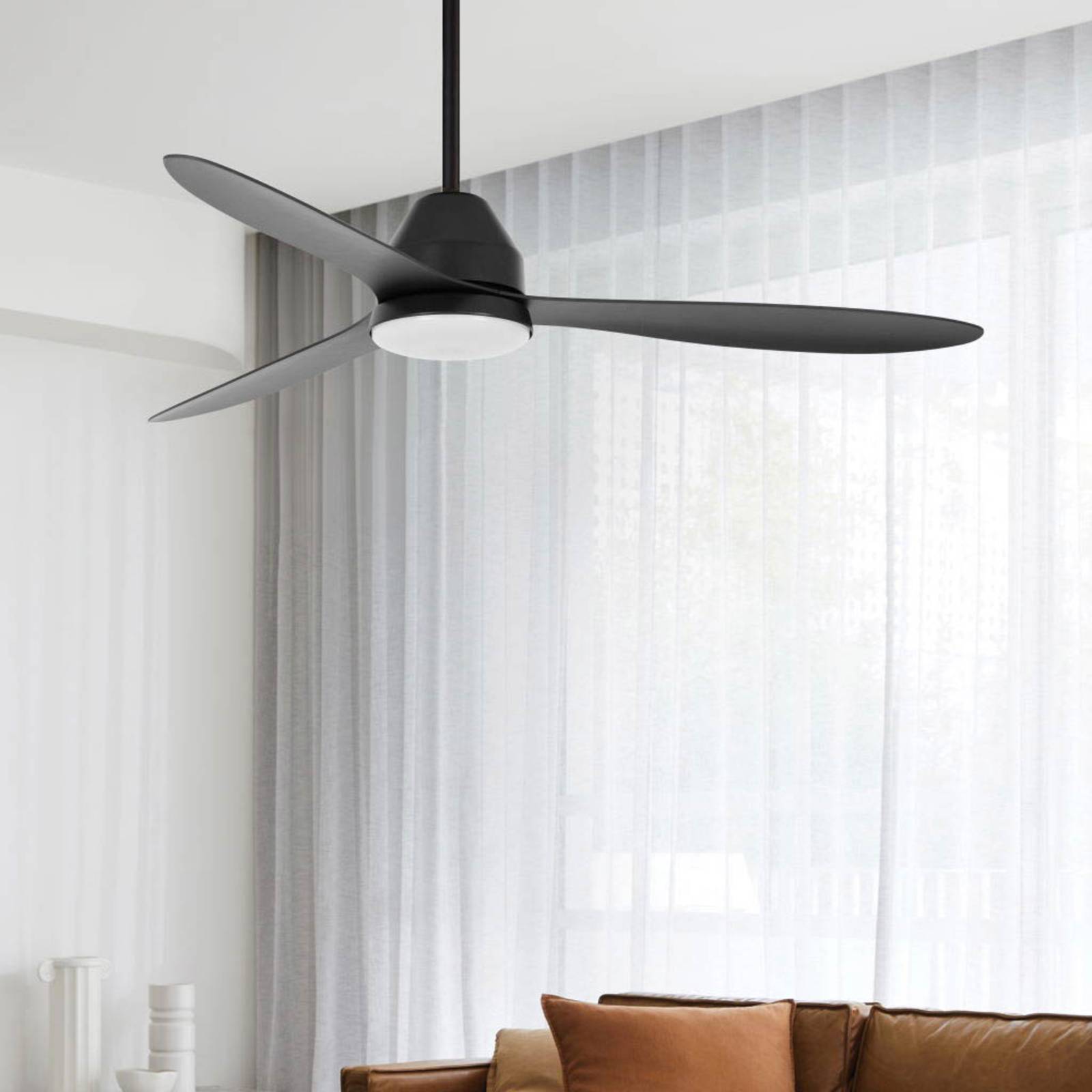 Beacon Lighting Deckenventilator mit Licht Whitehaven, schwarz, leise dimmbar, schwarz, für Wohn- / Esszimmer, Kunststoff, Modern