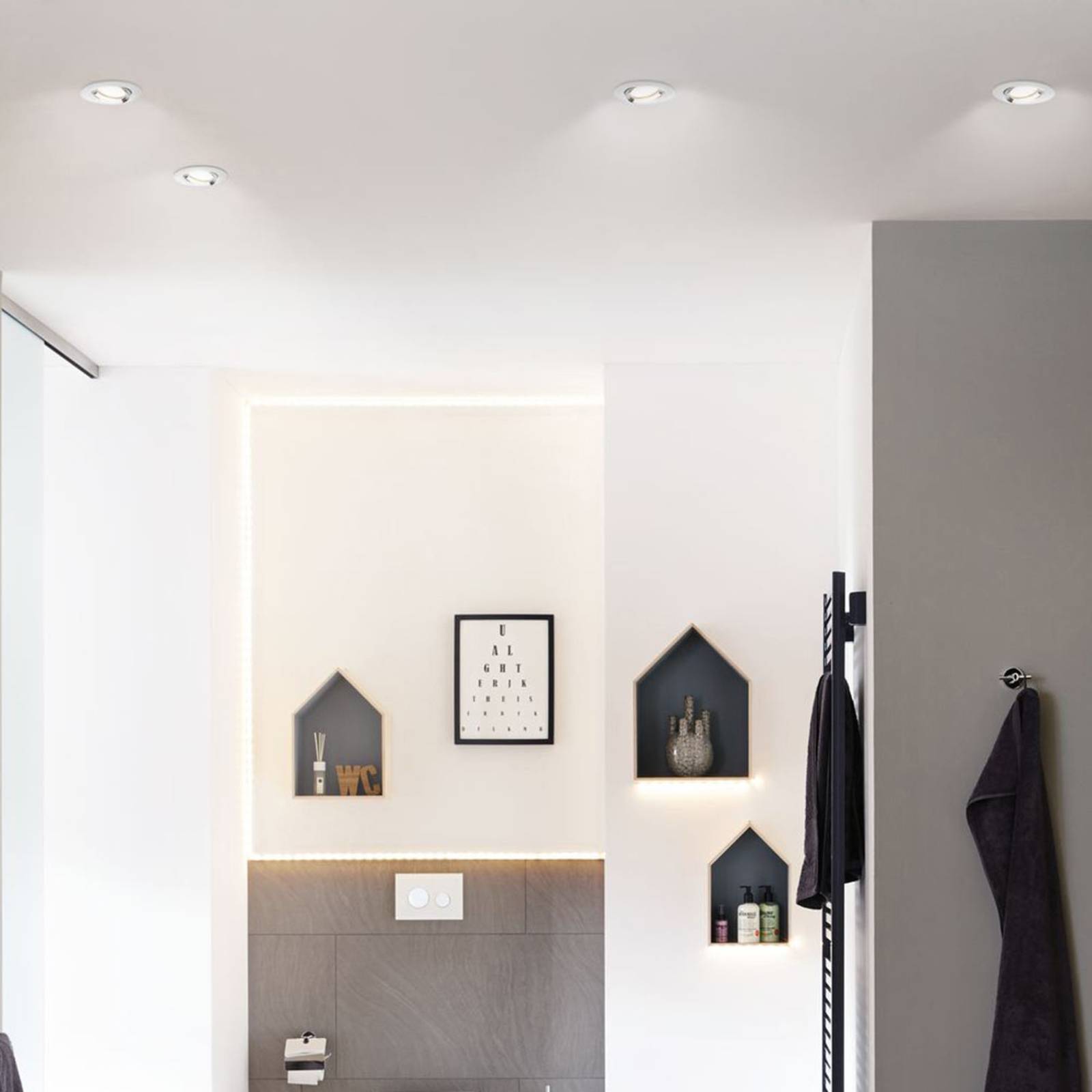 Paulmann Nova LED-Einbauspot, dimmbar, IP65, weiß Nova, dimmbar, weiß / opal, für Wohn- / Esszimmer, Aluminium, Modern