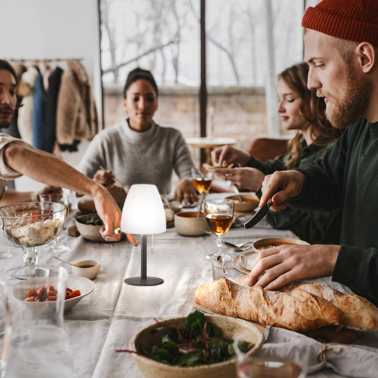 FH Lighting LED-Akku-Tischleuchte Fiumara schwarz/weiß 2er-Set Fiumara, dimmbar, schwarz, für Wohn- / Esszimmer, Metall, Modern