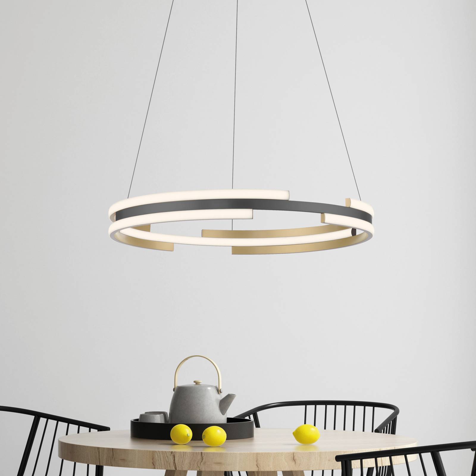 Q-Smart-Home Smarte Hängelampe Q-Beluga, dimmbar, messing / gold, für Wohn- / Esszimmer, Metall, Modern, Smart Home Pendelleuchte