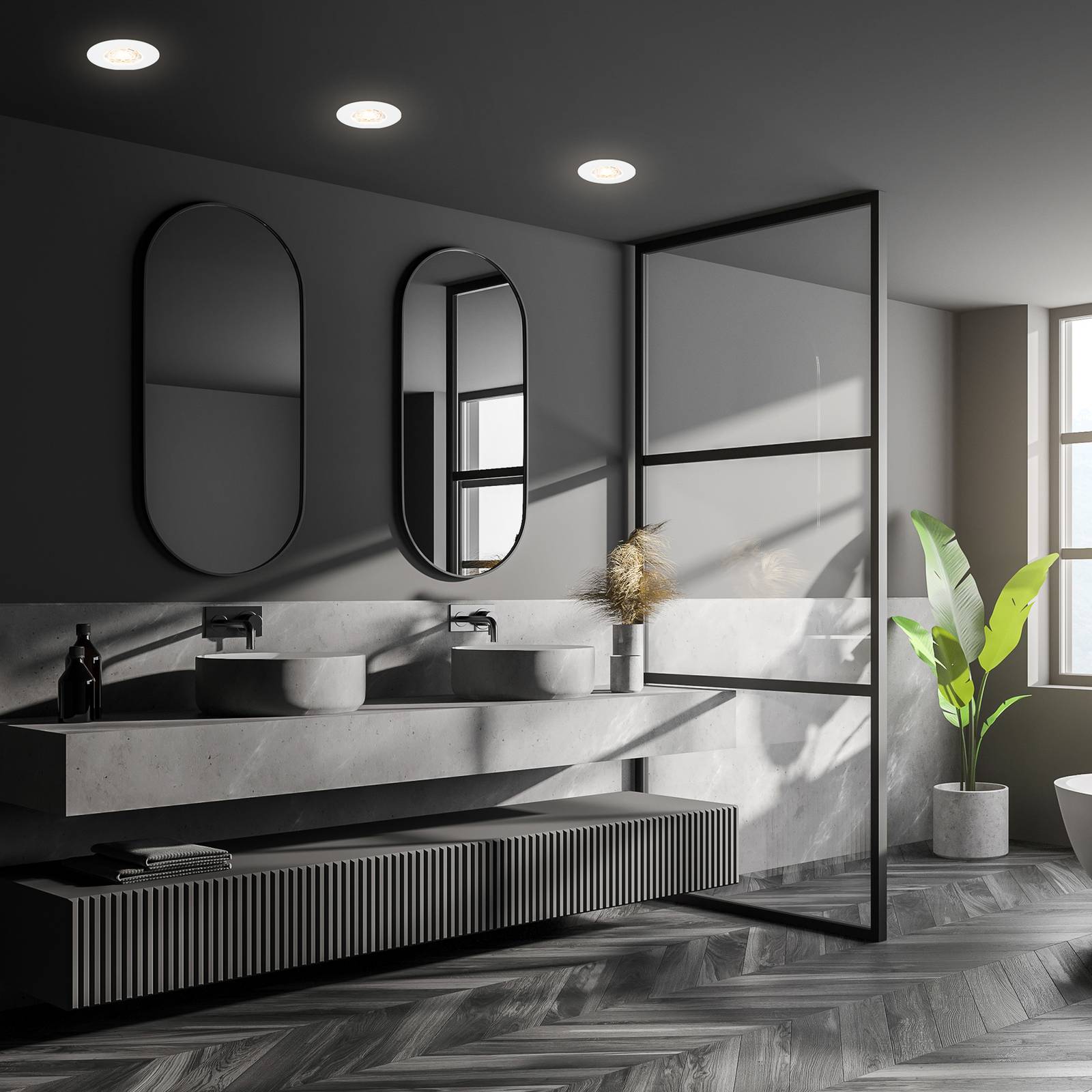 Briloner LED-Deckeneinbauspot Kulana Mini IP44 3er weiß, weiß / opal, für Wohn- / Esszimmer, Kunststoff, Modern