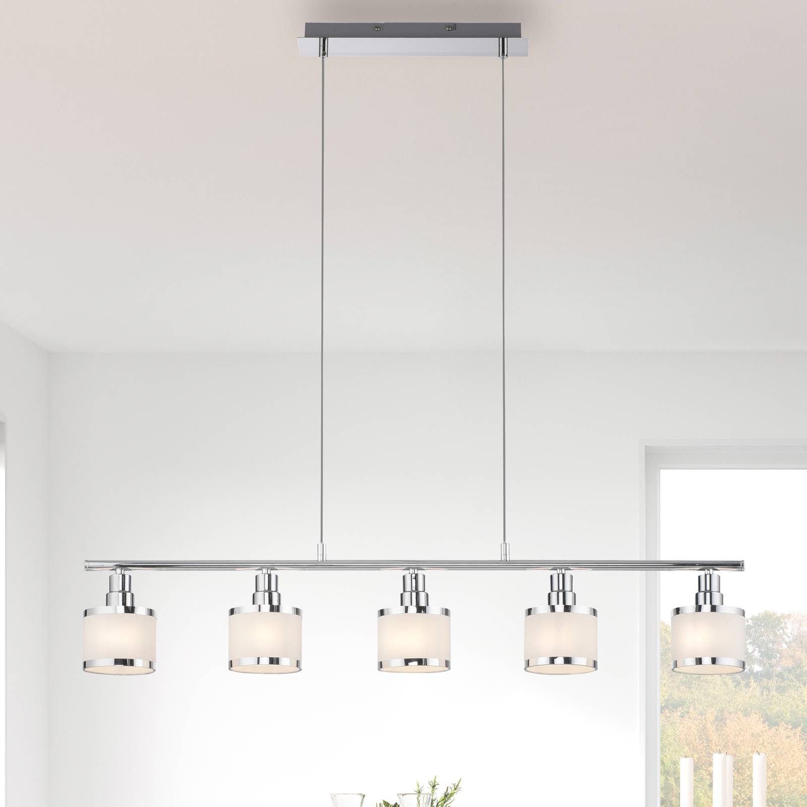 JUST LIGHT. GmbH Hängelampe Accor, dimmbar, chrom / silber, für Wohn- / Esszimmer, Metall, Pendelleuchte