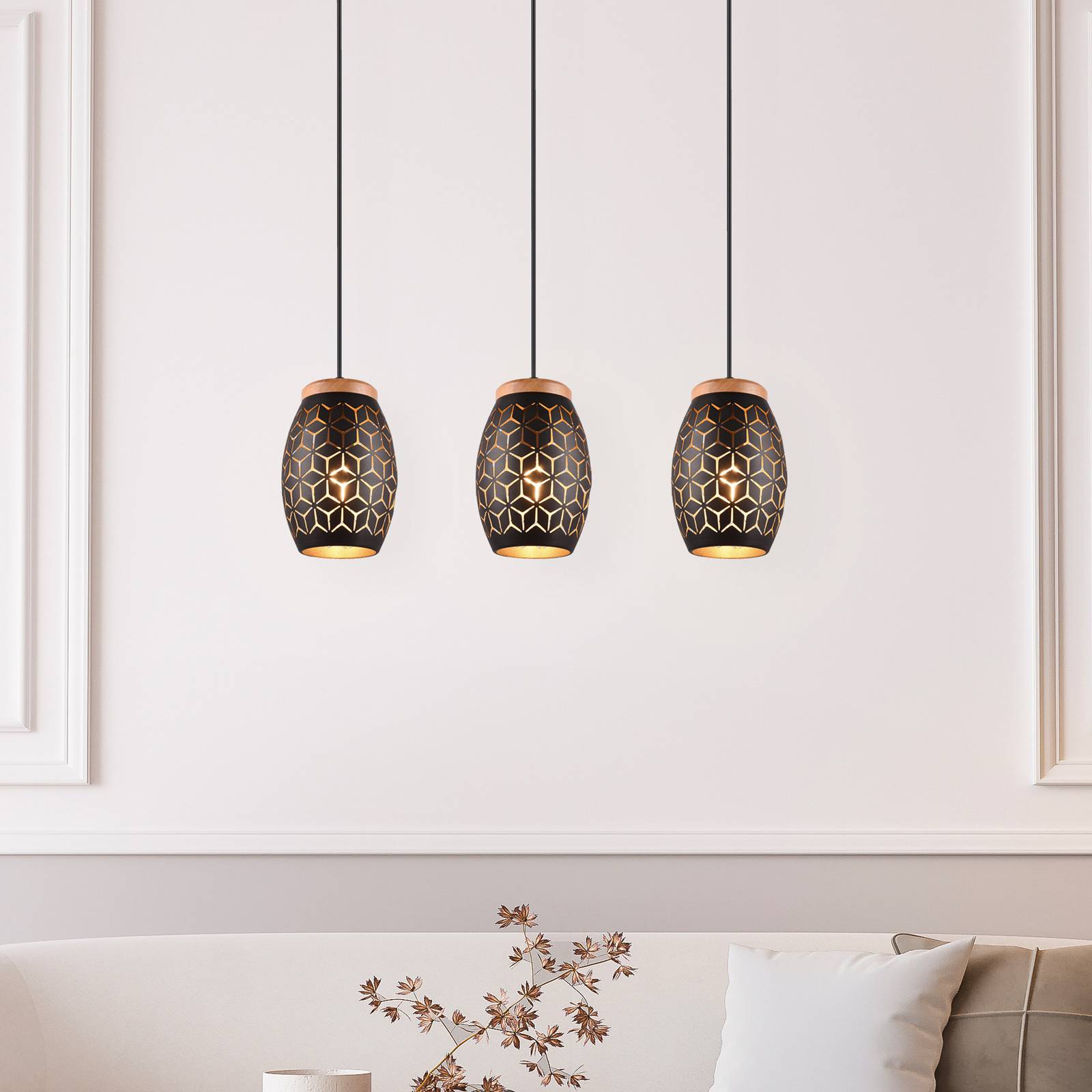 Reality Leuchten Hängelampe Bidar, dimmbar, schwarz, für Wohn- / Esszimmer, Metall, Modern, Pendelleuchte