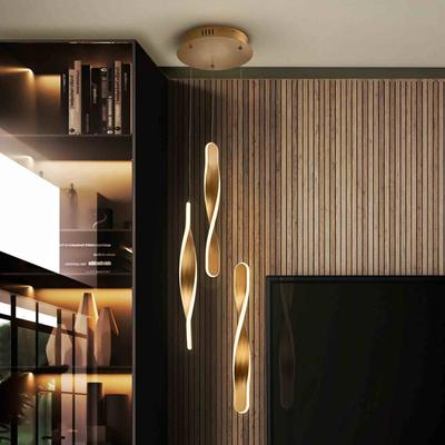 Schuller Valencia Hängelampe Twist, dimmbar, messing / gold, für Wohn- / Esszimmer, Aluminium Image