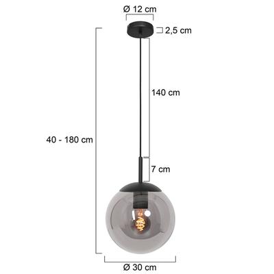 Steinhauer Hängeleuchte Bollique, schwarz, Ø 30 cm, Glas, 1-fl., Kugel Image