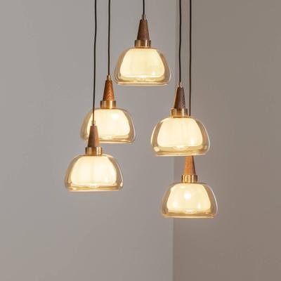 Glas Hängelampe Ermo Lucea, dimmbar, für Wohn- / Esszimmer, Metall, Pendelleuchte Image