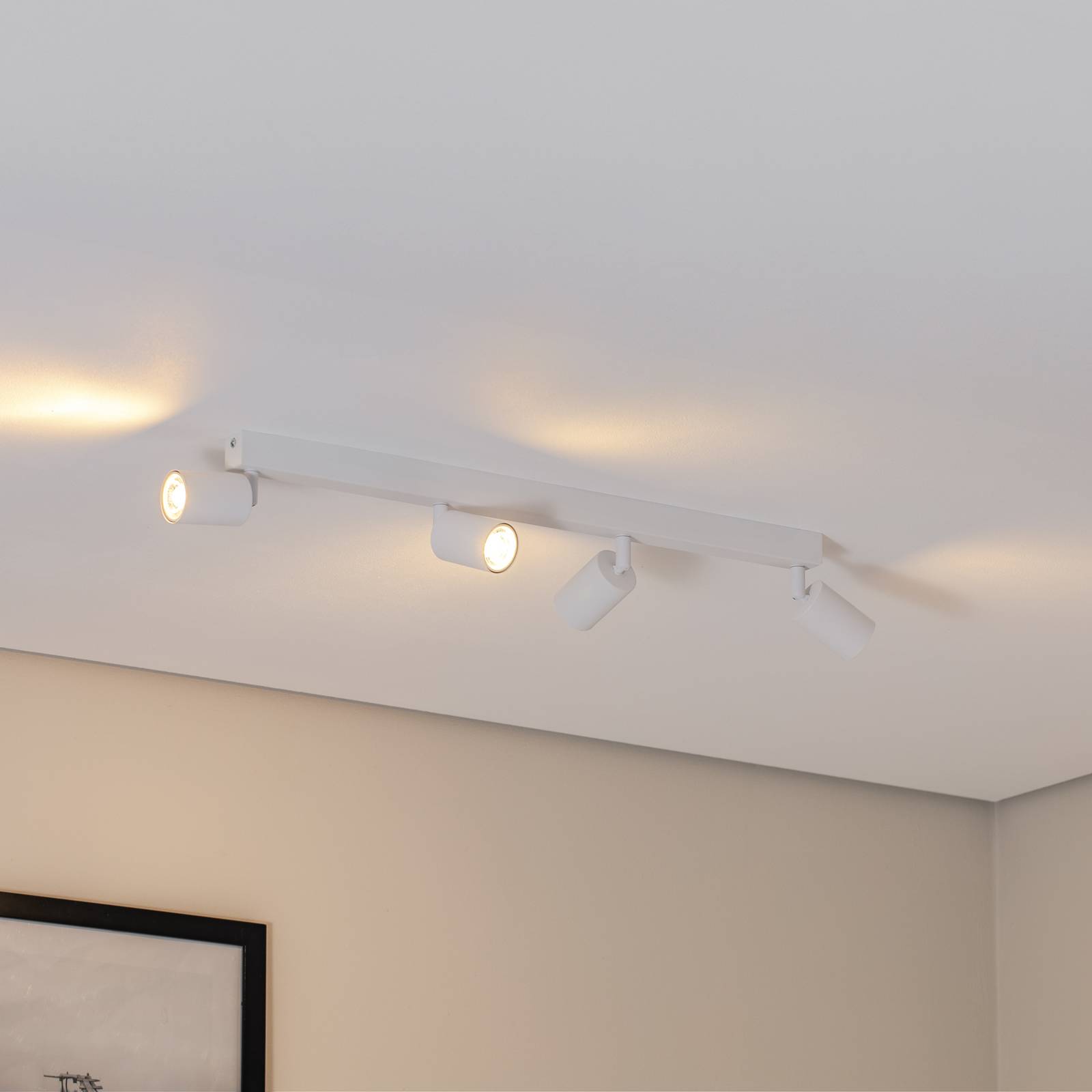 Deckenstrahler Top, weiß, 83 cm, 4-flg., Metall, GU10 Top TK Lighting, dimmbar, weiß / opal, für Wohn- / Esszimmer, Metall, Modern, Strahler