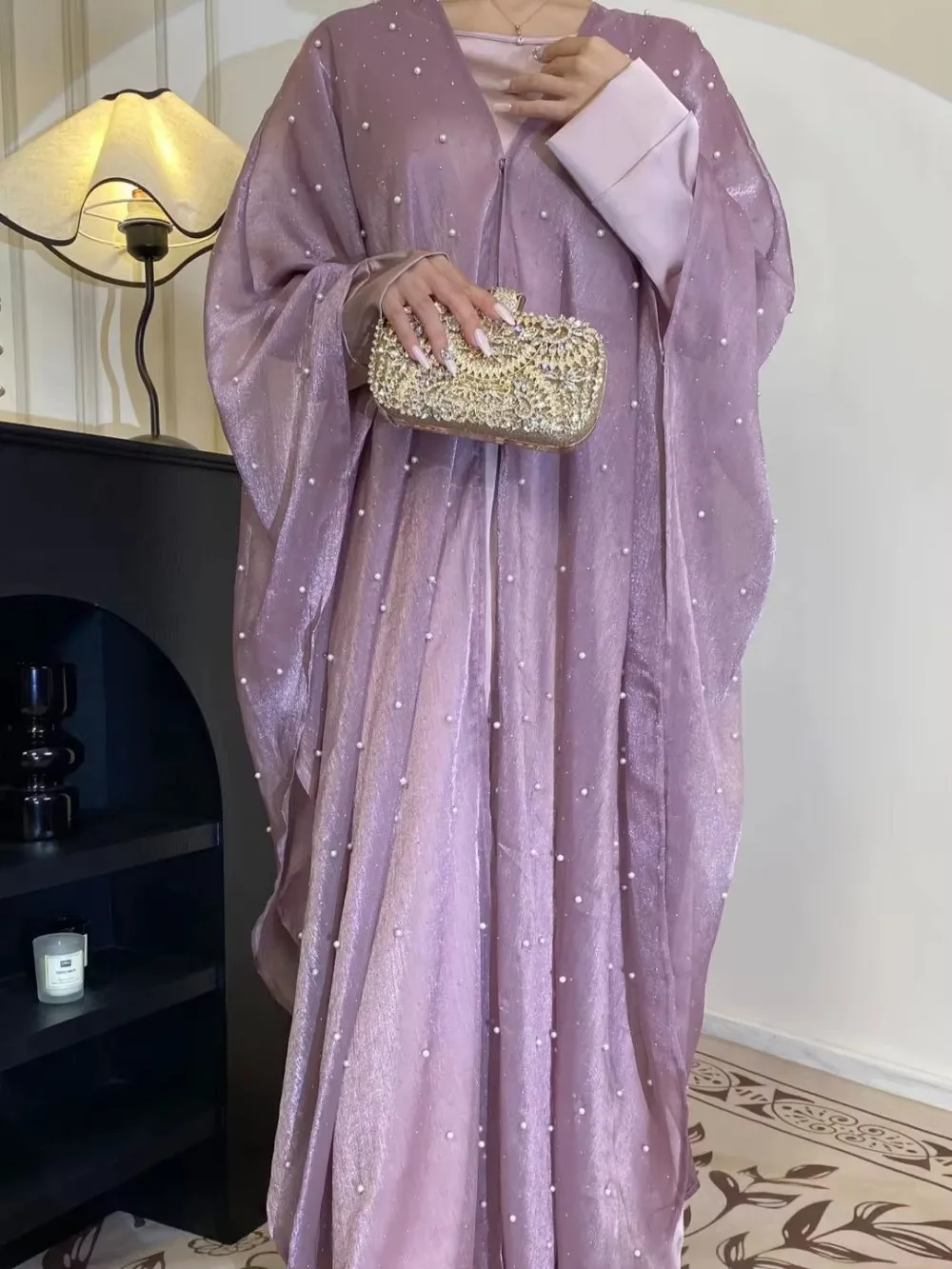 Eid Arabisches muslimisches Partykleid für Frauen Abaya 2-teiliges Set Jalabiya Lange Kleider Marokko Kaftan Vestidos Dubai Ramadan Kleid Robe Image