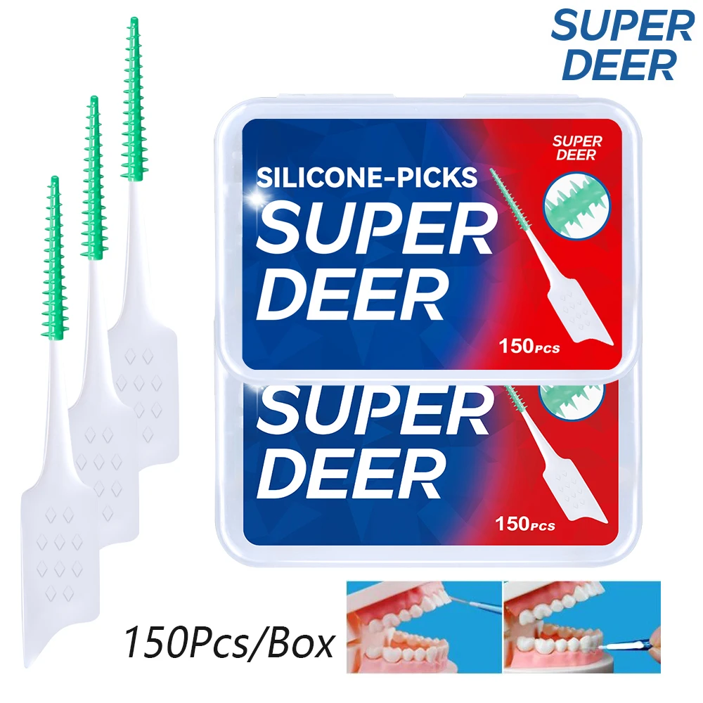 150 stücke Interdentalbürsten Silikon Pinsel Dental Zahnstocher Pinsel Zwischen Zähne Silikon Zahnstocher Mit Gewinde Oral Reinigung Werkzeug Image