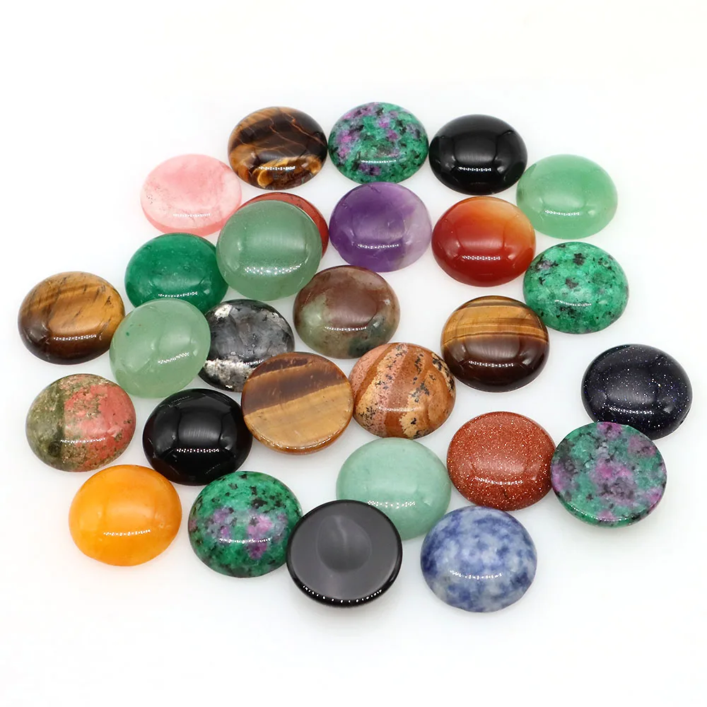 5 pz/lotto Pietra Naturale Cabochon Distanziatori 6 8 10 12 14 16 18 20 25mm Cabochon Rotondi Cammeo per Accessorio Gioielli FAI DA TE