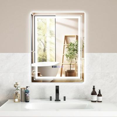 Costway - Beschlagfreier LED-Badezimmerspiegel 70x50cm, rechteckiger Kosmetikspiegel mit 3 Image