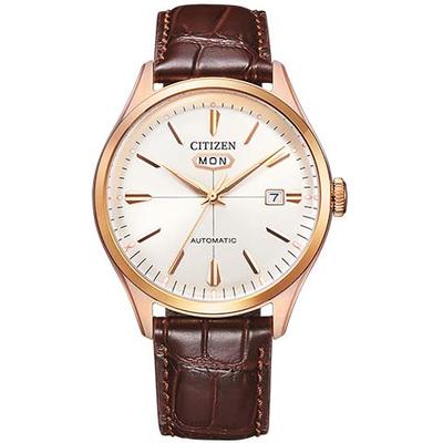 Automatikuhr CITIZEN, braun, Armbanduhren, Herren, Armbanduhr, Mechanische Uhr, Herrenuhr, Datum, Lederarmband Image