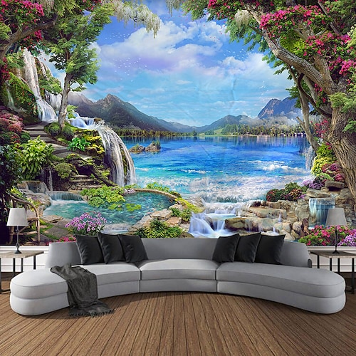 verträumte Meerwasser Pflanze Landschaft hängen Wandteppich Kunst große Wandteppich Wandbild Dekor Fotografie Hintergrund Decke Vorhang Haus Schlafzimmer Wohnzimmer Dekoration Image