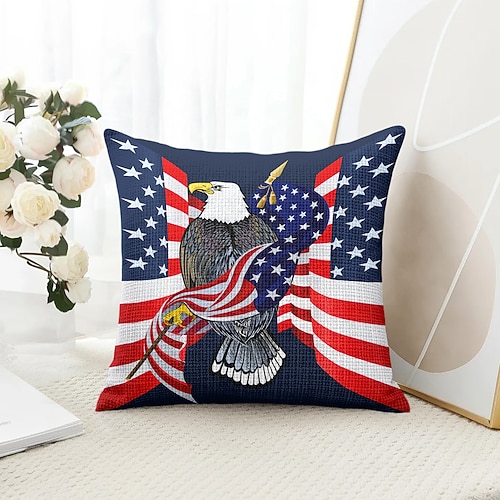 4. Juli Dekorative Toss Kissenbezug 1PC Unabhängigkeitstag Amerikanischer Adler Weicher quadratischer Couchkissenbezug Kopfkissenbezug für Schlafzimmer Wohnzimmer Sofa Stuhl Image
