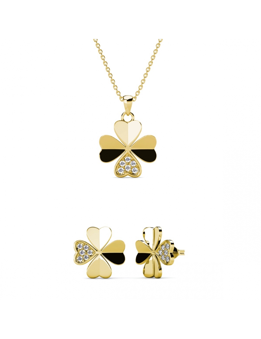 Parure et Coffret Kleeblatt - Doré et Cristal Image