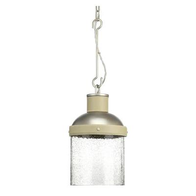 Progress Lighting 231324 - 1 Light Antique Nickel Clear Seeded Glass Shade Beige Leather Strap Pendant Light Fixture (ONE-LIGHT PENDANT CLEAR SEEDED GLASSBEIGE LEATHER ACCENTS (P500202-081))