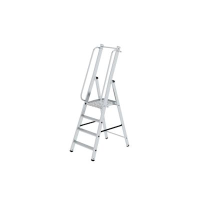 PROREGAL ML Plattformleiter | 4 Stufen | inkl. beidseitigem Handlauf | Aluminium | Rutschsichere Leiterschuhe Image