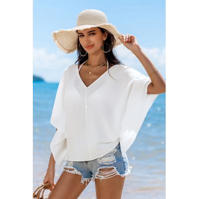 Crisp Breeze White Cover-Up Top