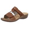 Pantolette RIEKER, Damen, Gr. 40, braun (cognac), Lederimitat, unifarben, casual, Schuhe, Sommerschuh, Strandschuh, Klettschuh mit Perforation, Topseller