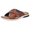 Pantolette RIEKER, Herren, Gr. 40, braun (cognac, denim), Lederimitat, Basic, Schuhe, Sommerschuh, Schlappen, Klettschuh, mit Klettriemchen
