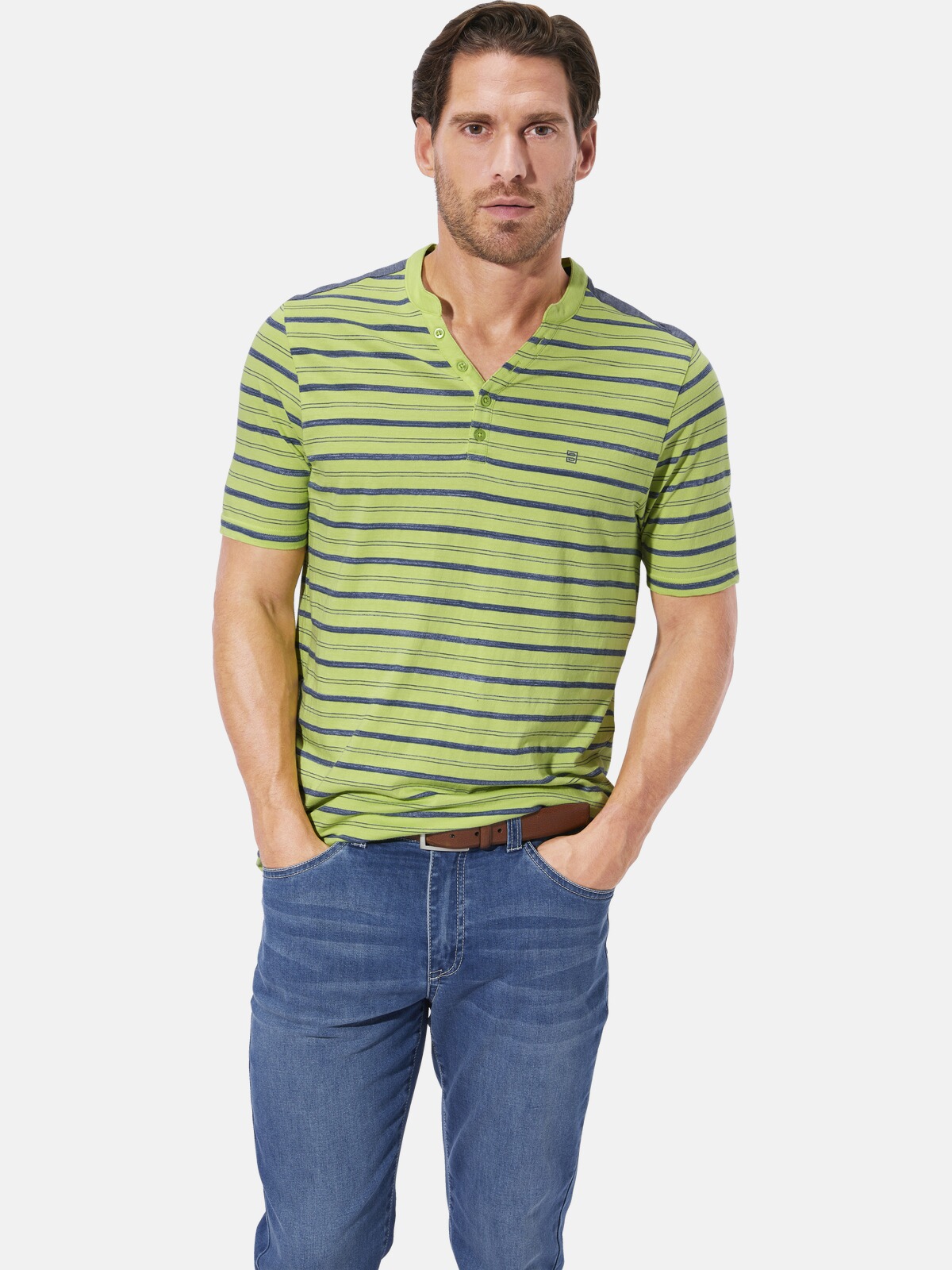 T-Shirt BABISTA "T-Shirt FARLOR", Herren, Gr. XL, grün (grün gestreift), Obermaterial: 75% Baumwolle CO. 25% Polyester COOLMAX PES(Coolmax)., Shirts T-Shirt