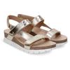 Sandale PANAMA JACK "Selma", Damen, Gr. 38, gold (goldfarben), Nappaleder, metallic, modisch, Schuhe, Sommerschuh, Sandalette, Klettschuh mit komfortablem Tieffußbett