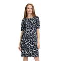 Sommerkleid BETTY BARCLAY "Betty Barclay Stufenkleid kurzarm", Damen, Gr. 44, Normalgrößen, blau (dunkelblau, weiß), Obermaterial: 95% Polyester, 5% Elasthan. Futter: 100% Polyester., feminin, gerade kurz, Rundhals, Halbarm, Kleider, Druck