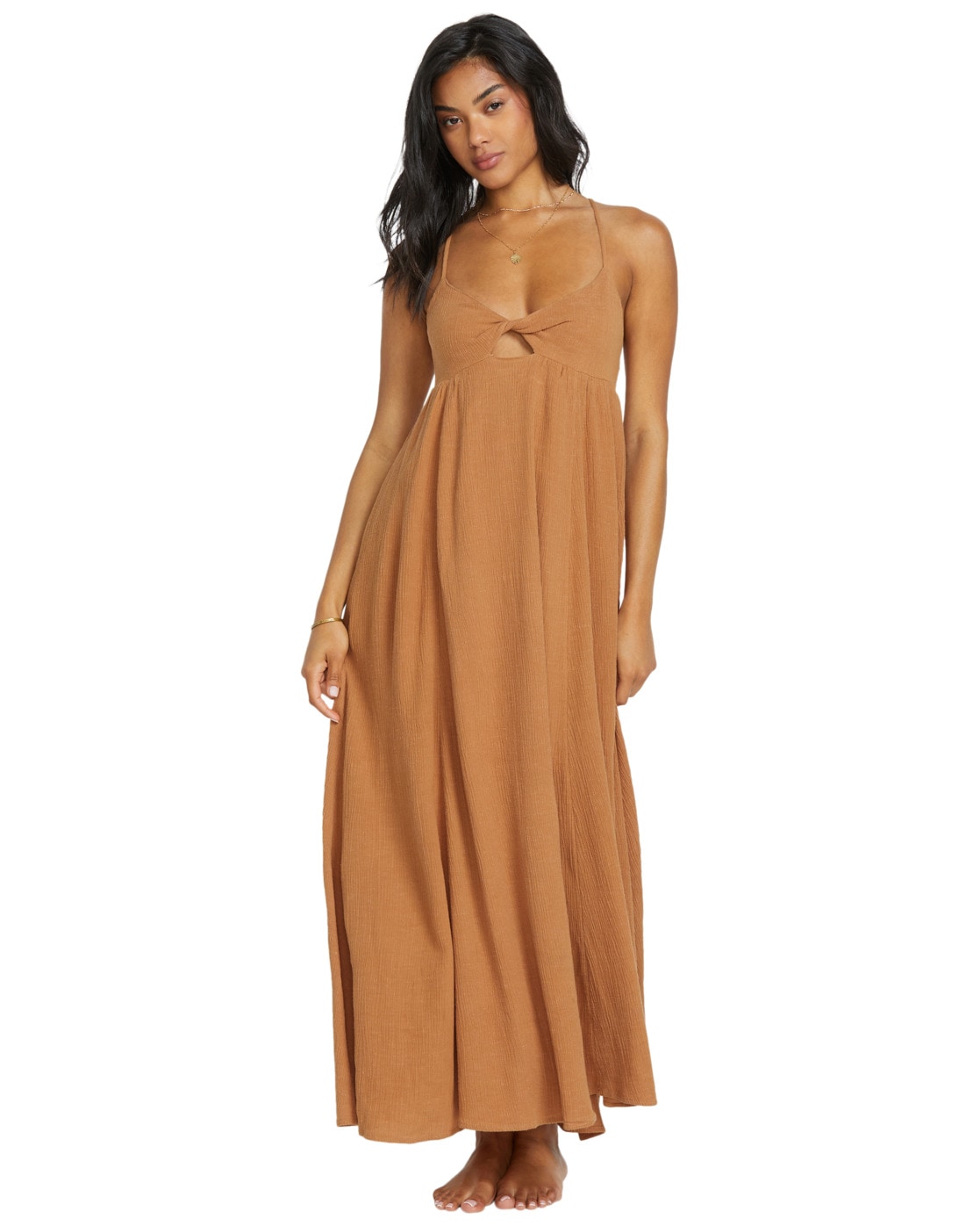 Maxikleid BILLABONG "Modern Love", Damen, Gr. M, US-Größen, beige (doeskin), 55% Baumwolle 45% Viskose, Kleider Maxikleid
