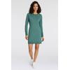 Sweatkleid RAGWEAR "MENITA O", Damen, Gr. M (38), N-Gr, grün, Sweatware, Obermaterial: 70% Baumwolle, 30% Polyester, unifarben, kontrastfarbene Details, casual, figurbetont, Rundhals, Langarm, Kleider, mit veganer 3 Knopf-Applikation