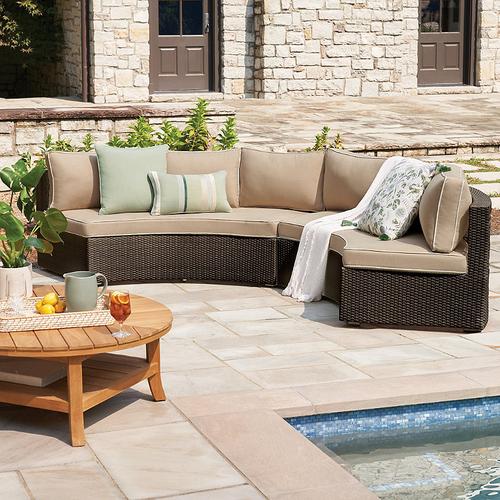 Pasadena II 2-pc. Modular Sofa Set in Bronze Wicker - Quick Dry, Vista Boucle Glacier - Frontgate