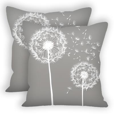 TEMU 2pcs, Grey Classic Elegant Dandelions Throw Pillow - Soft And Comfortable Sofa Pillow For Living Room, Bedroom, Couch & Sofa Decor Cushions - Cover With No Pillow Image