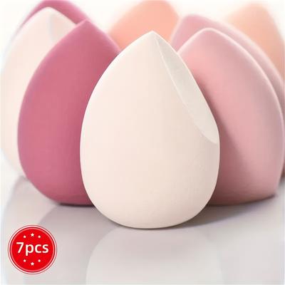 TEMU 7pcs Super Soft Makeup Sponge, Wet And Dry Use, Non-latex Sponge Powder Puff, Suitable For Liquid Foundation, Cream, Powder, And Foundation Image