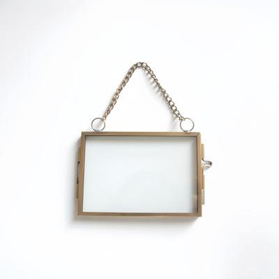 TEMU 1pc Ainmege Vintage Metal Photo Frame, Polished Brass , Lightweight Vertical Single Picture Frame With Chain, No Power Needed, For Wall/home/office Decor, Christmas Gift Image