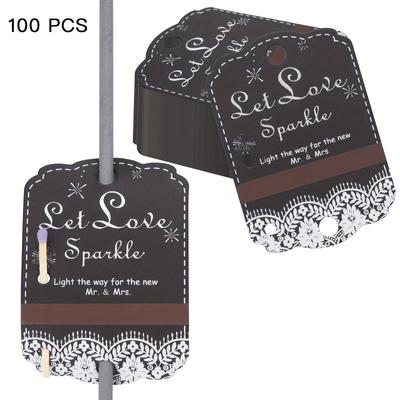 TEMU 50pcs & 100pcs Rustic White Lace Wedding Sparkler Tags With Match Holder And Striker Exit Tags For Wedding Image