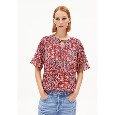 ANDRIKAA MOSAIC LINO - Frauen Regular Fit Bluse - rot (Größe: L) Image