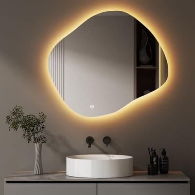 Boromal - Asymmetrischer Badspiegel mit Beleuchtung 84x74cm led Asymmetrischer Spiegel mit Image