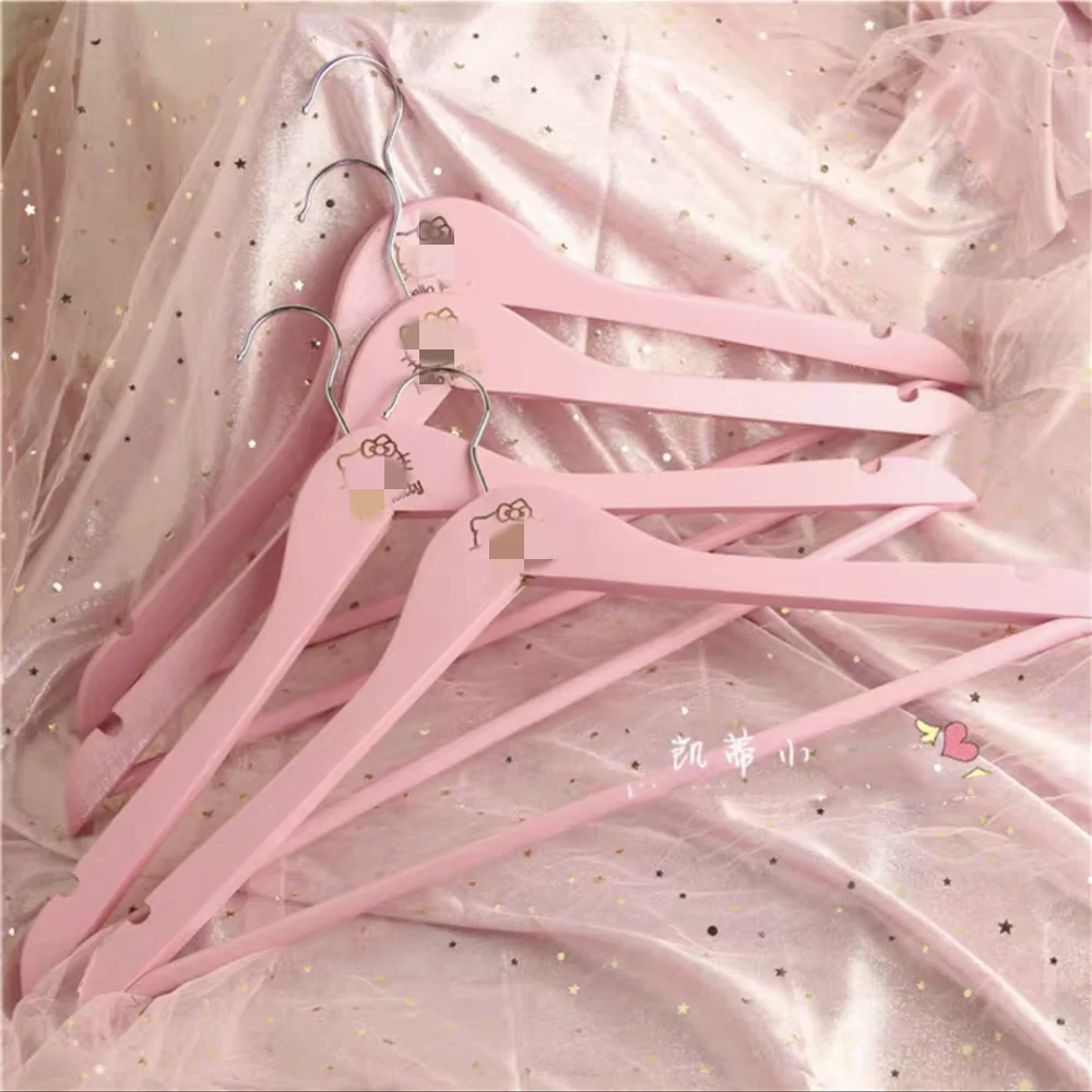 Wooden Hanger for Adult, Pink Clothes Hangers, High Quality Cute Clothing Pants Hanger, Home Storage Organizer, 5Pcs