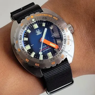 Tactical Frog Sub 300T Men's Diver Watch Blue Dial Sapphire Glass NH35 Automatic Movement 200m Water Resistant Luminous
