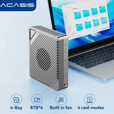 Acasis 4-Bay Thunderbolt 4/3 SSD Enclosure 40Gbps 32TB RAID 0/1/5/10 for Mac/PC, 4K/8K Video Editing & Pro Content Creator